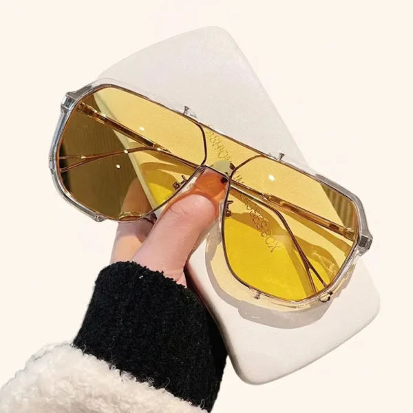 Okulary w stylu aviator z geometryczną ramką i metalowym mostkiem